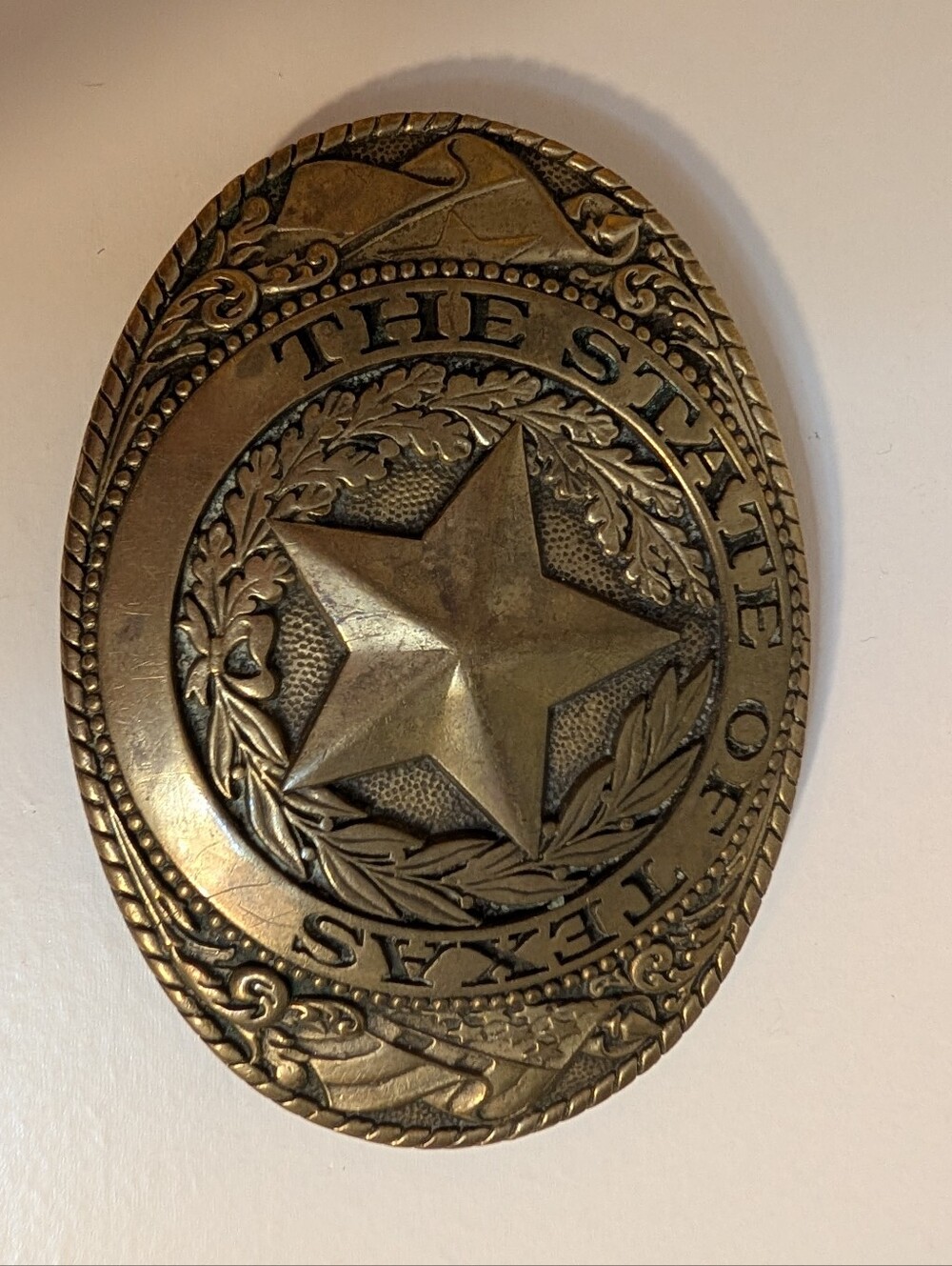 Tony Lama Antique Brass-Tone Oval Belt Buckle